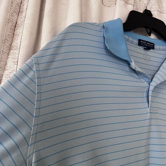 Peter Millar Crown Crafted Polo Blue And White Stripe Size Large - Picture 4 of 12